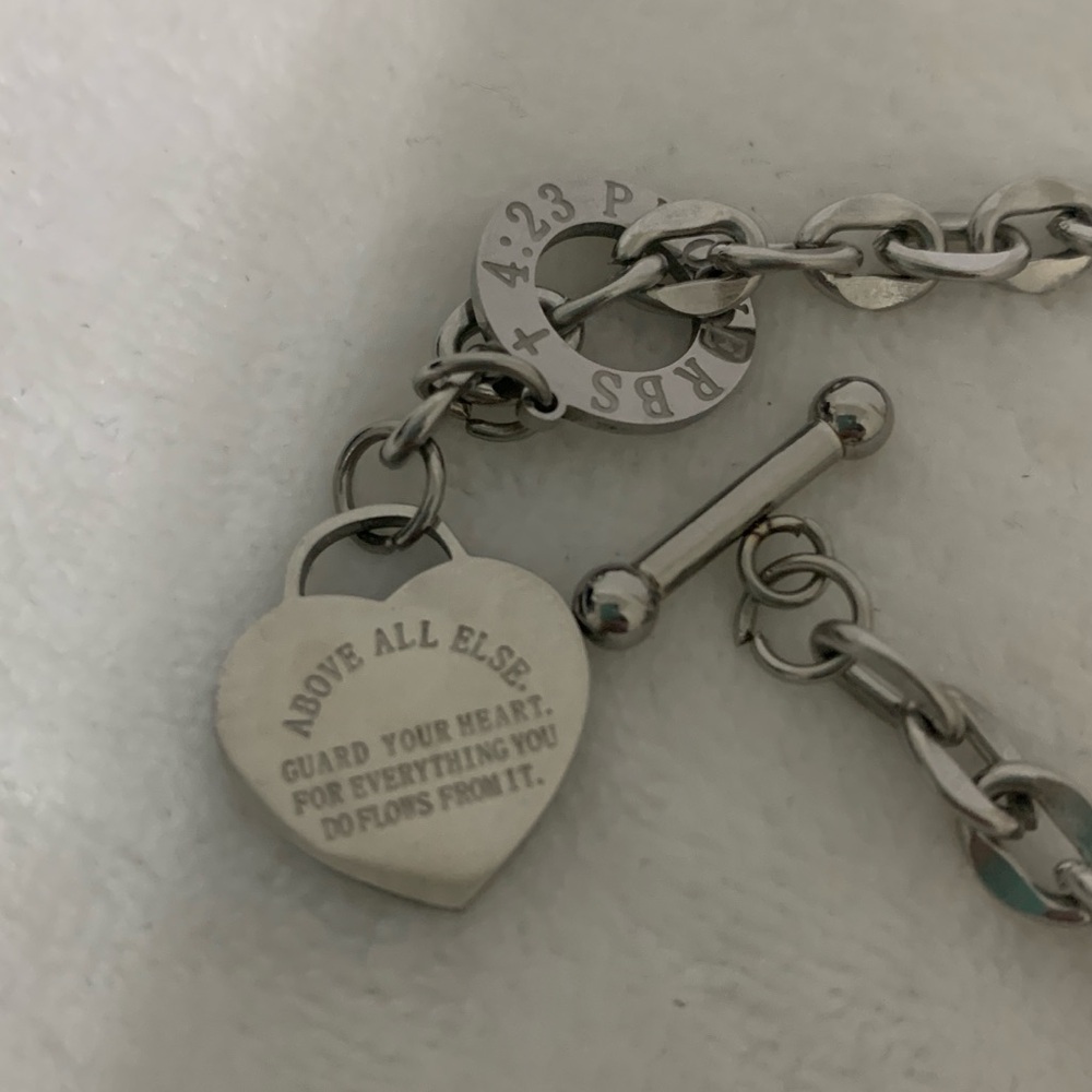 Proverbs Silver Heart Bracelet - image 2